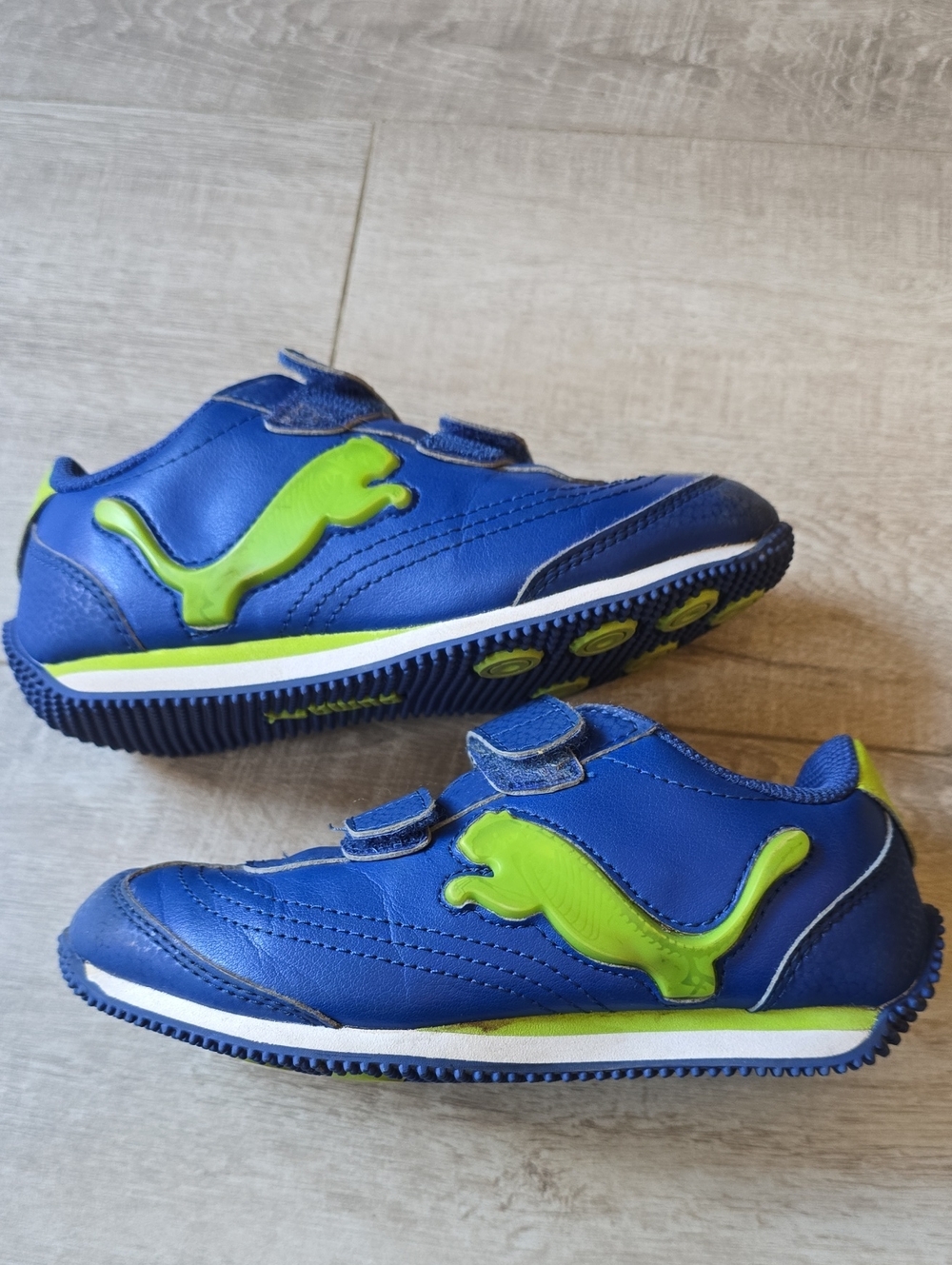 Puma Kids Blue and Neon Green Velcro Sneakers